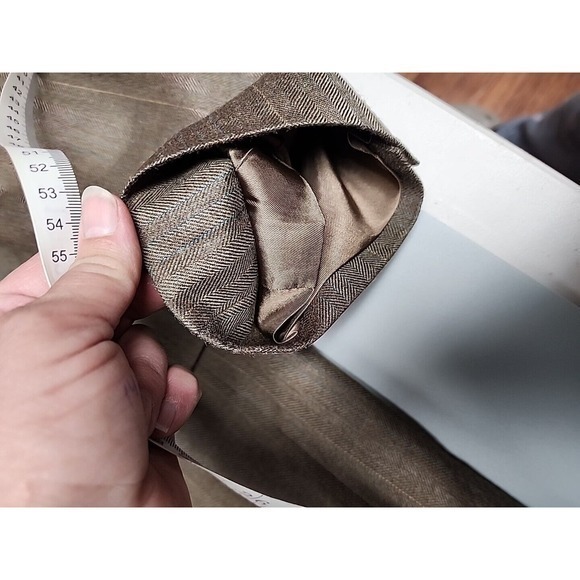 VERSINI Sport Coat Size 44R Silk Blend Blazer Shepherd's Check‎ Tan - Picture 13 of 13